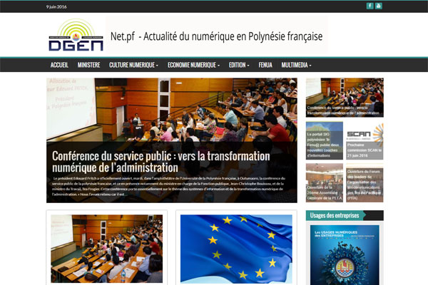 Site www.dgen.pf : Actualité du numérique en Polynésie français