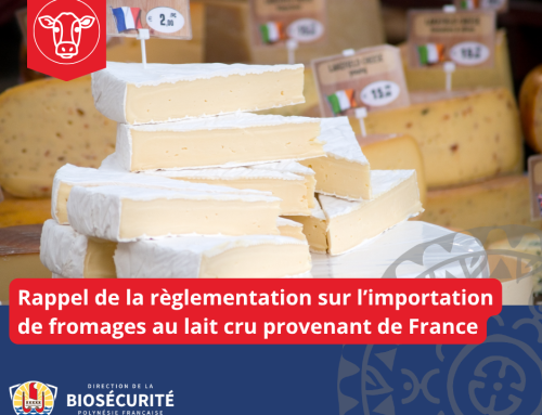 10/07/2026 – Rappel règlementation concernant l&rsquo;importation des fromages au lait cru provenant de France