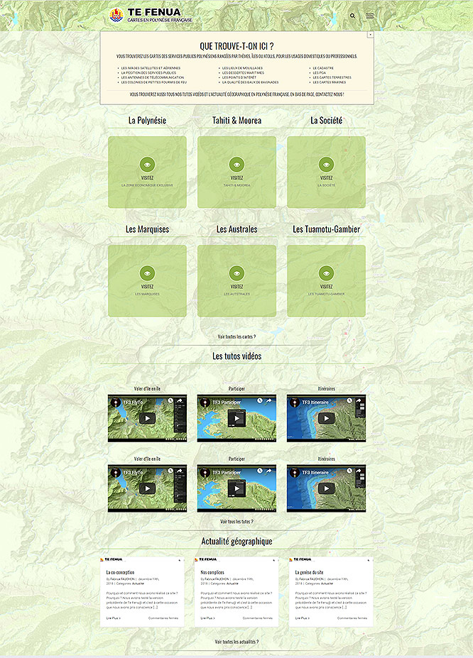 Page d'accueil de TE FENUA https://www.service-public.pf/cartes/