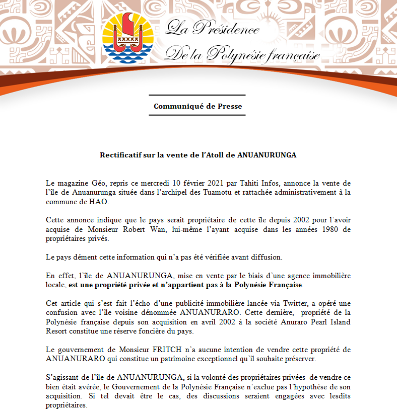 COMMUNIQUÉ DE PRESSE