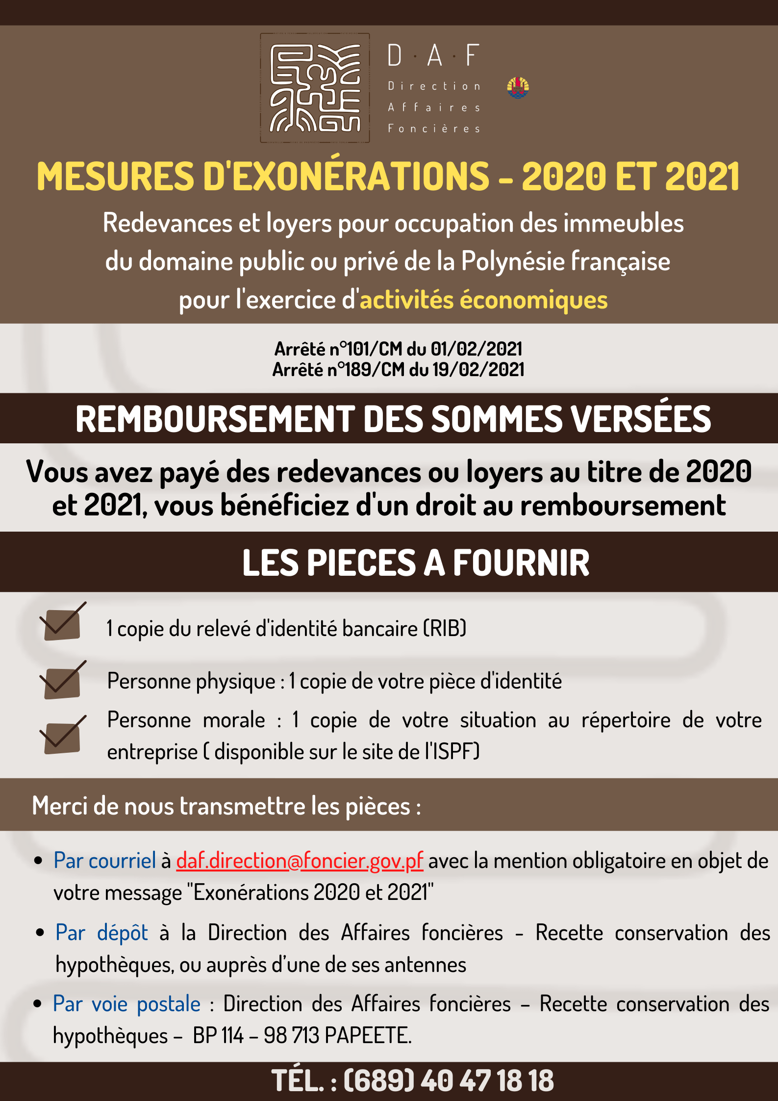 MESURES D'EXONÉRATIONS - 2020 ET 2021