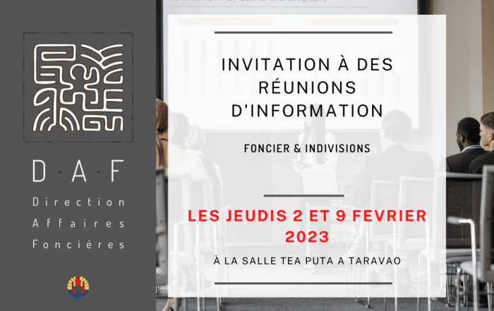 INVITATION À DES RÉUNIONS D’INFORMATION (FONCIER ET INDIVISIONS)