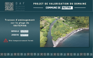 Travaux d'aménagements de la plage de Vaitepiha