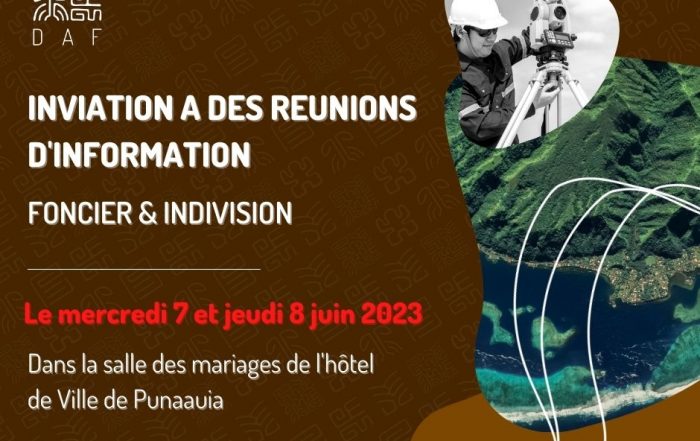 INVITATION À DES RÉUNIONS D’INFORMATION (FONCIER ET INDIVISIONS)