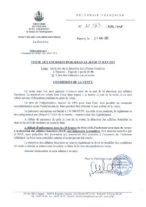 Liste des matériels mis en vente le jeudi 08 aout 2024
