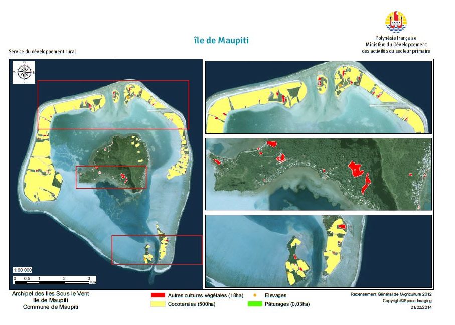 Image satellite de Maupiti. RGA 2012, Direction de l'agriculture.