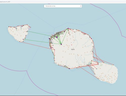 Carte des faisceaux hertziens en Polynésie française