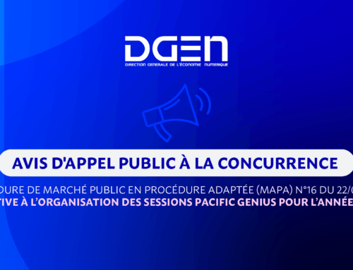 AVIS D&rsquo;APPEL PUBLIC A LA CONCURRENCE – Procédure de marché public en procédure adaptée (MAPA) n°16 du 22/01/2026  relative à l’organisation des sessions Pacific Genius pour l’année 2026