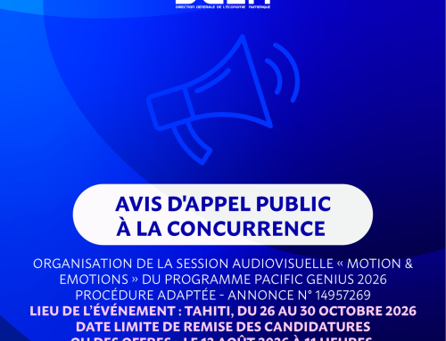 Procédure adaptée (MAPA) pour l&rsquo;ORGANISATION DE LA SESSION AUDIOVISUELLE «MOTION & EMOTIONS» DU PROGRAMME PACIFIC GENIUS 2026