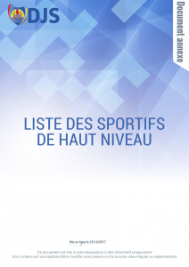 liste sportif de haut niveau Liste des sportifs de haut niveau 2019