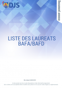 liste laureat liste laureats BAFA/BAFD