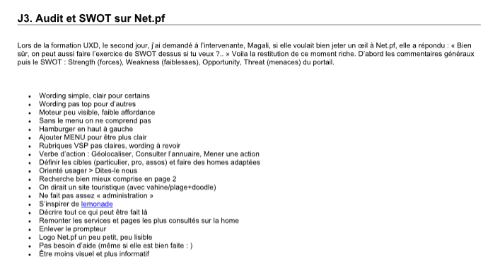 Swot et audit Net.pf