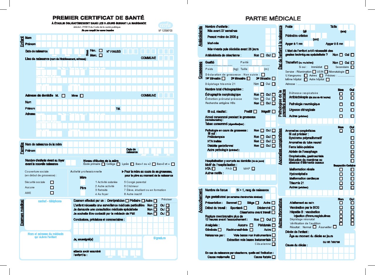 Certificat de Sante 8 jours