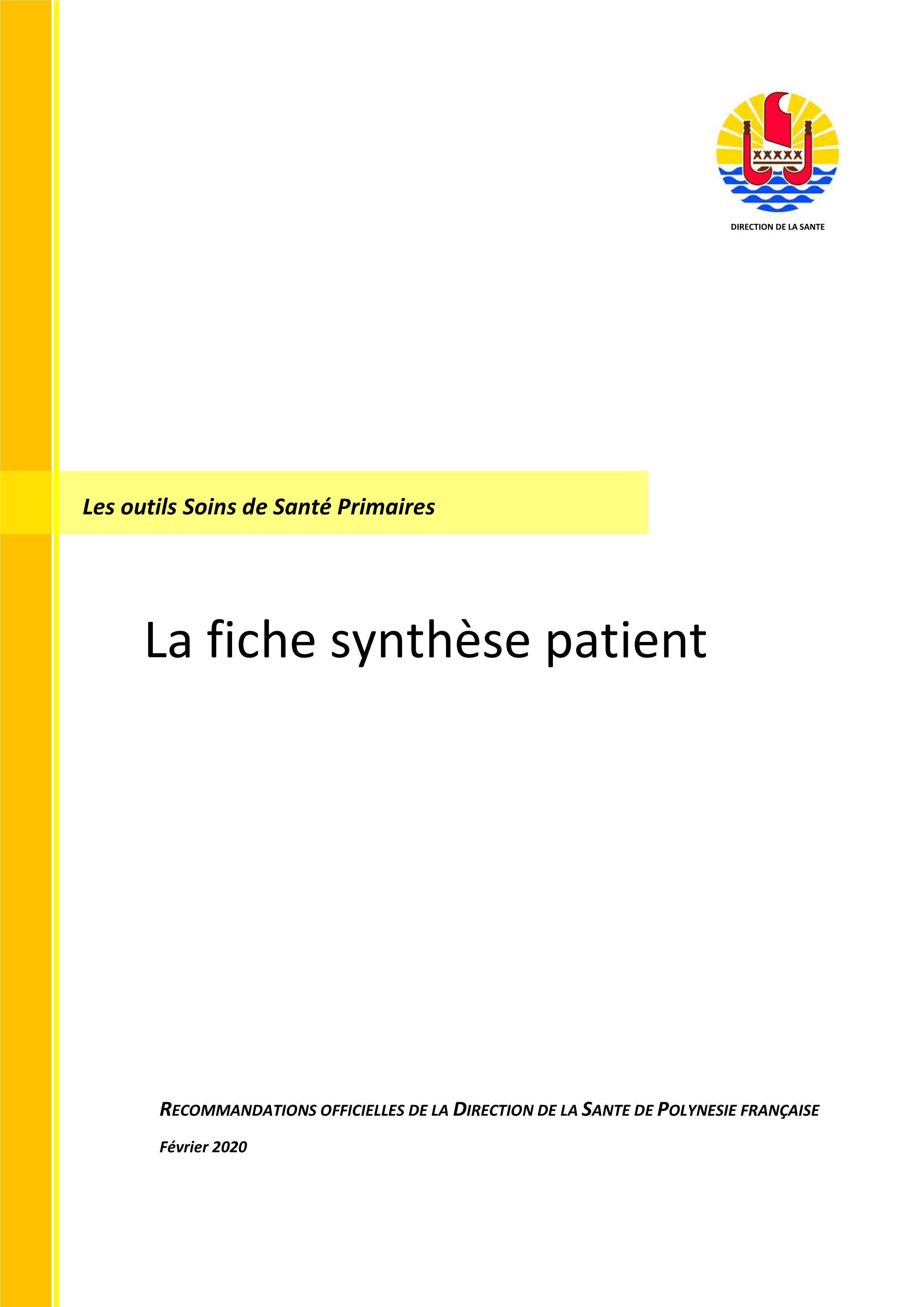 Outil soins de santé primaire - fiche synthèse patient