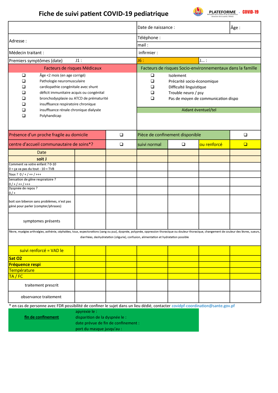 Image de la fiche suivi COVID Pediatrique