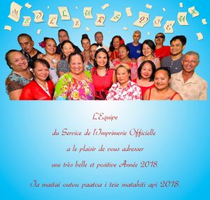 Vœux 2018 du SIO, le service de l'imprimerie officielle